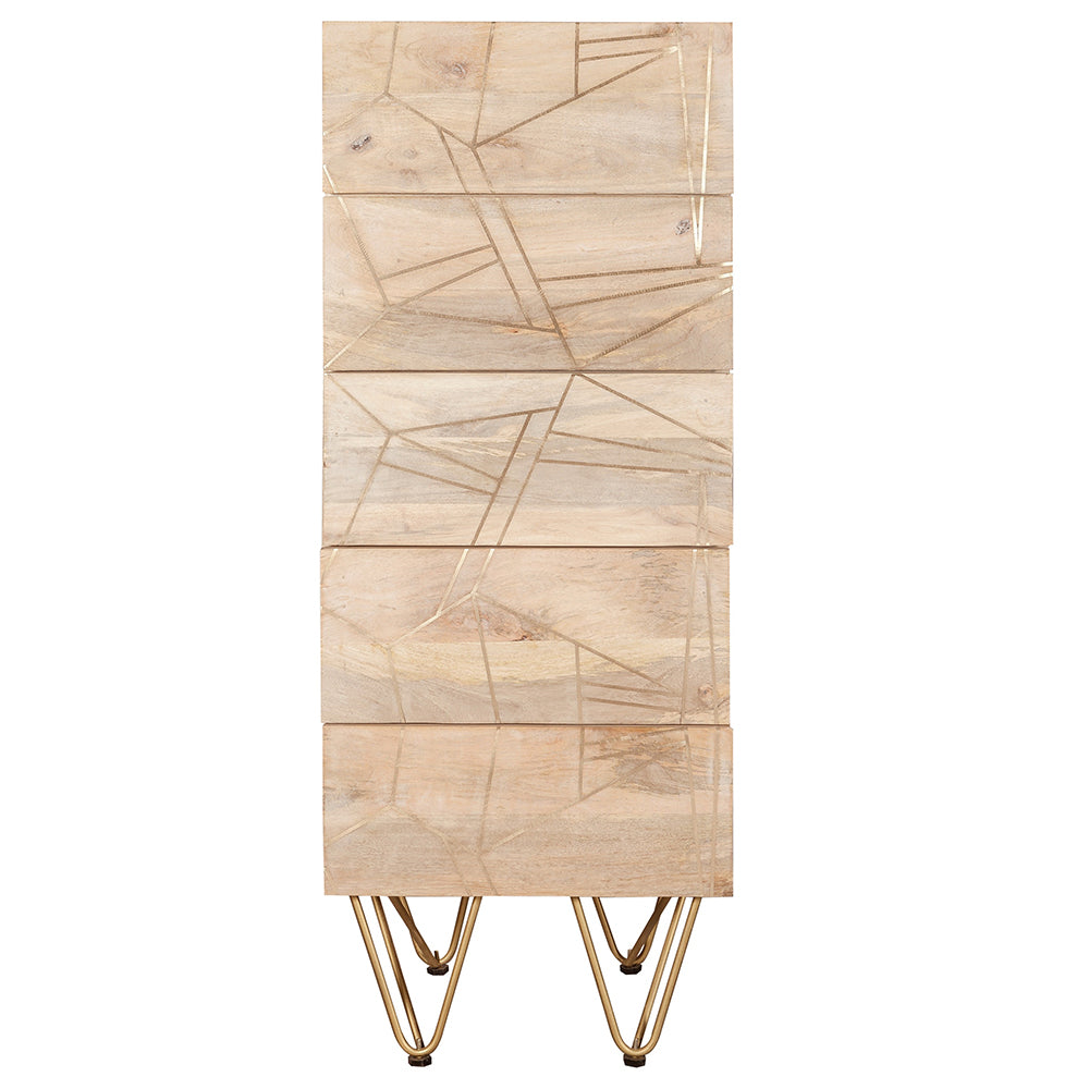 Boston Light Gold Tall Chest Of 5 Drawers