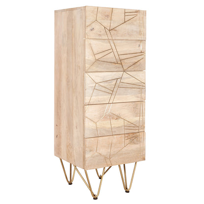 Boston Light Gold Tall Chest Of 5 Drawers