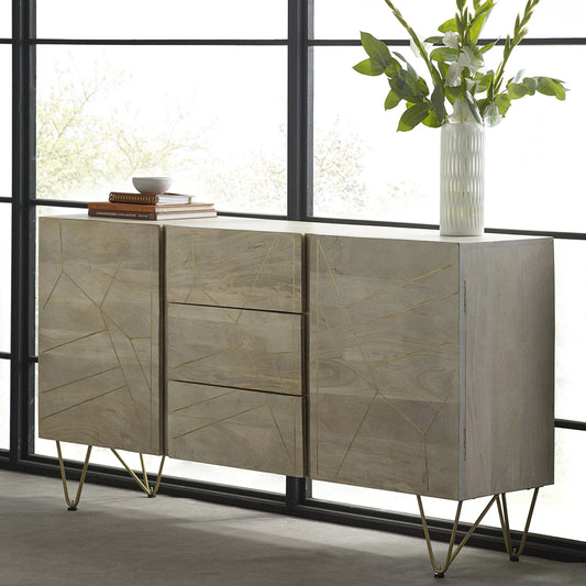 Boston Light Gold Extra Large Sideboard 3 Drawers And 2 Doors