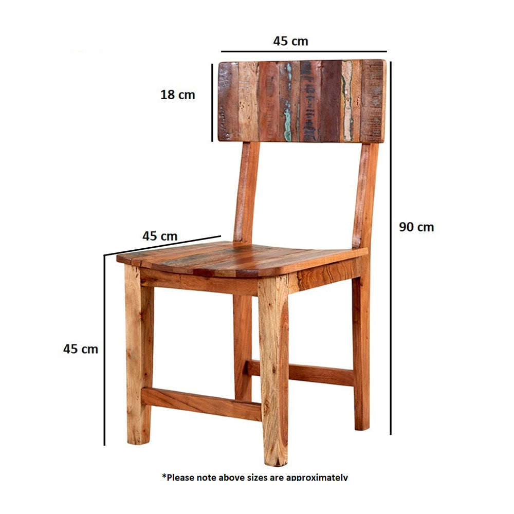 Reclaimed Style Round Dining Table With 4 Seater Chair