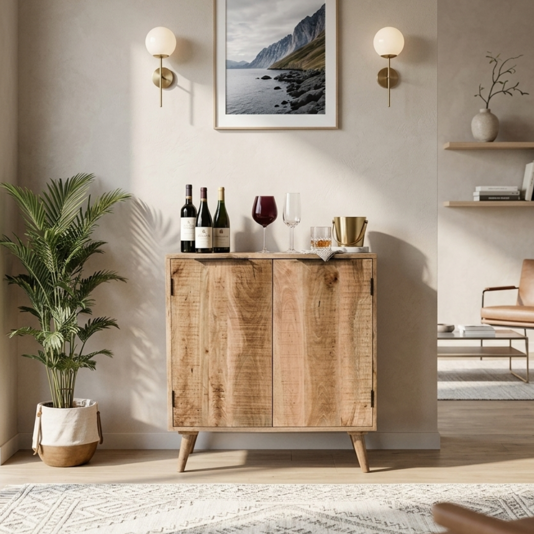 Rough Swan Timber Bar Cabinet  Sideboard