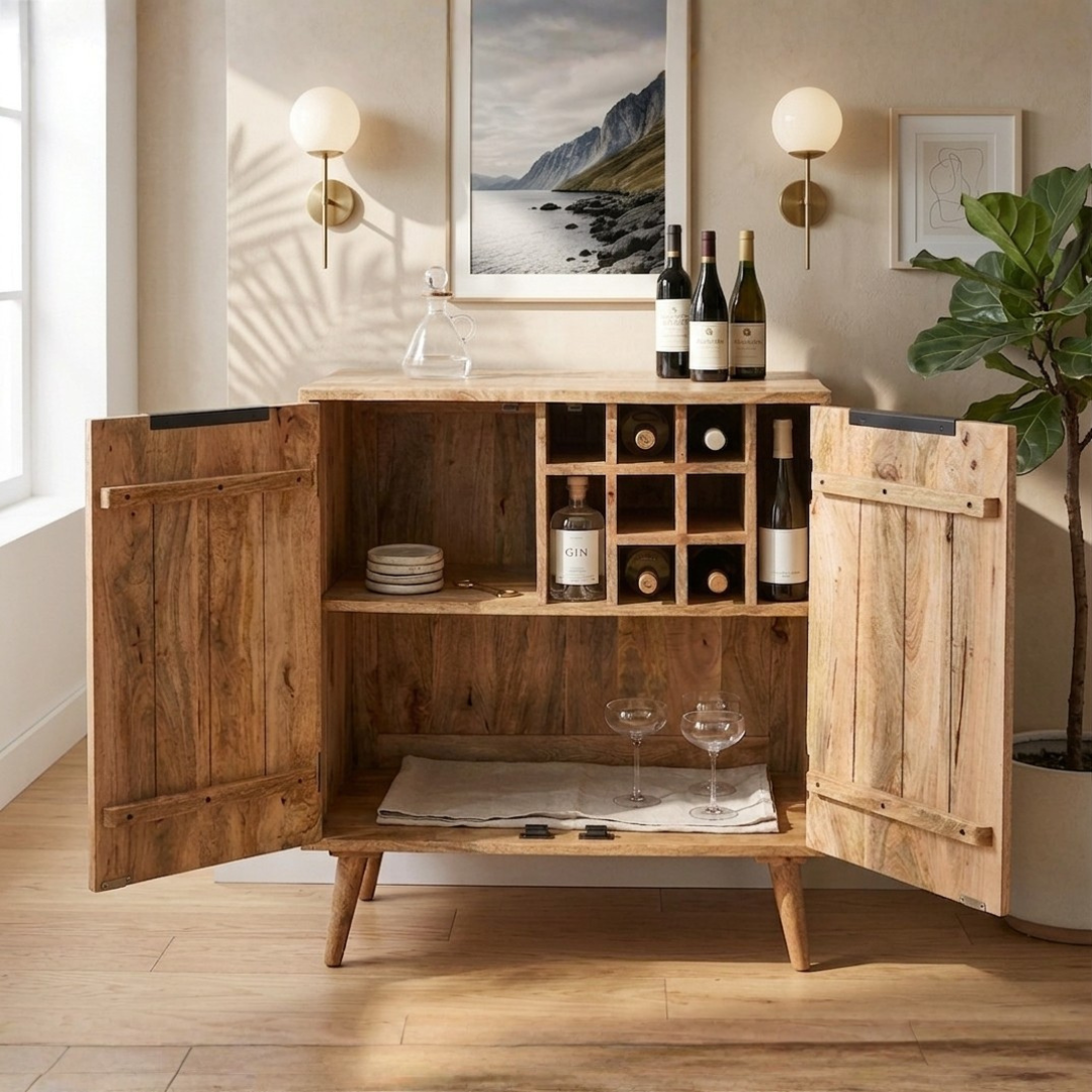 Rough Swan Timber Bar Cabinet  Sideboard