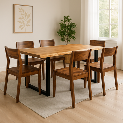 Live Edge Dining Table With 6 Seater Chair