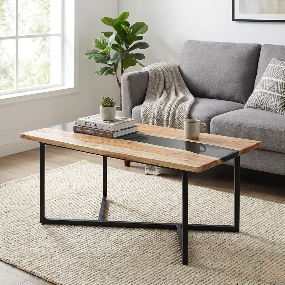 Epoxy Jodhpur Coffee Table With Black Leg