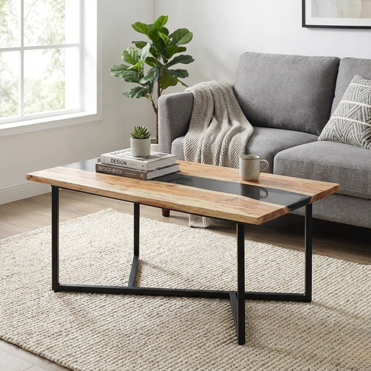 Epoxy Jodhpur Coffee Table With Black Leg