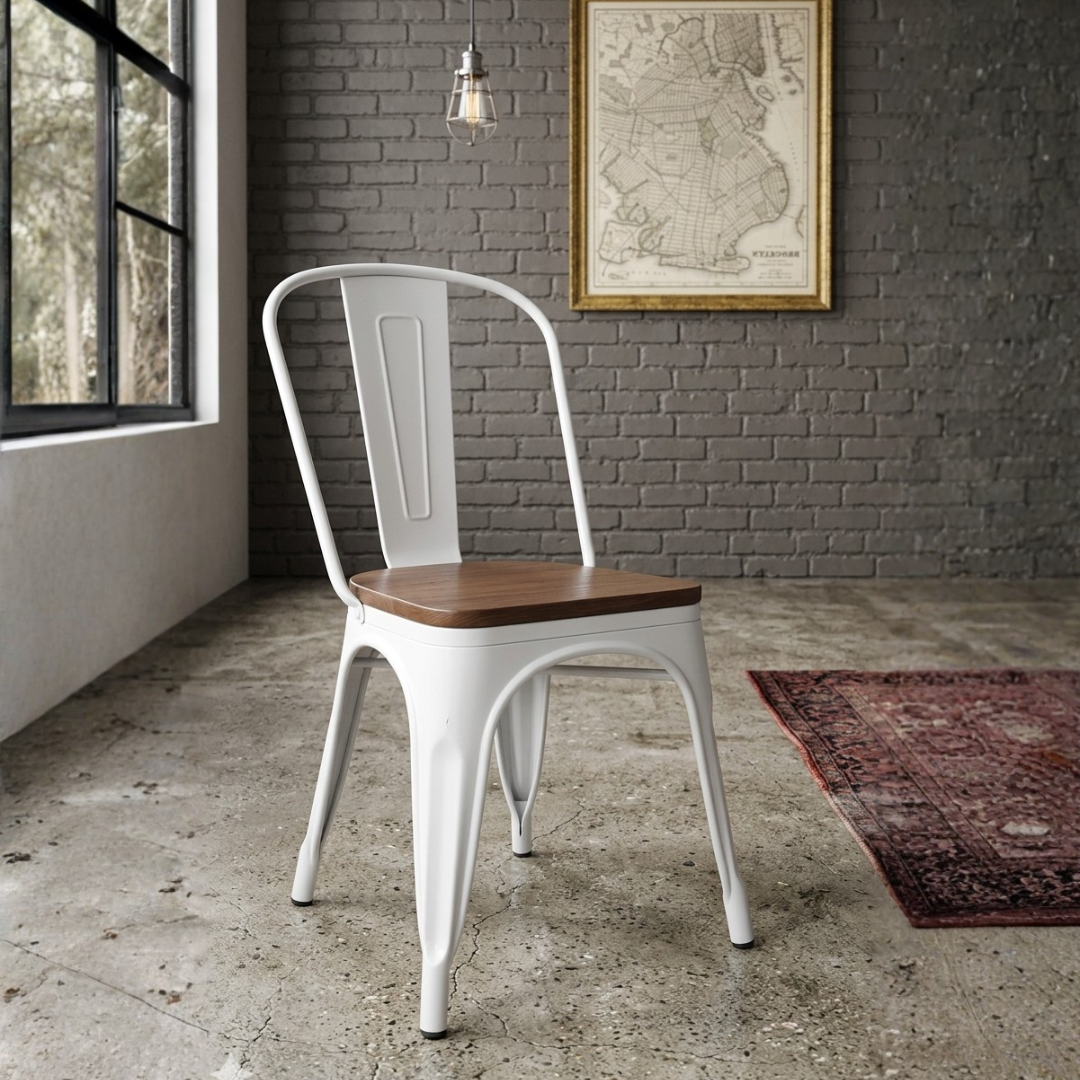 Metal Dining Chairs with Wood Seat