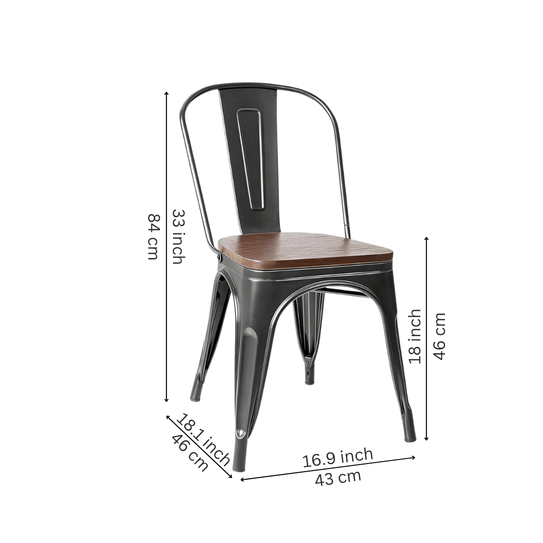 Metal Dining Chairs with Wood Seat