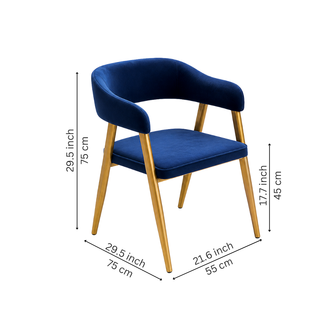 Royal Blue Velvet Armchair with Gold Legs