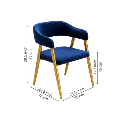 Royal Blue Velvet Armchair with Gold Legs