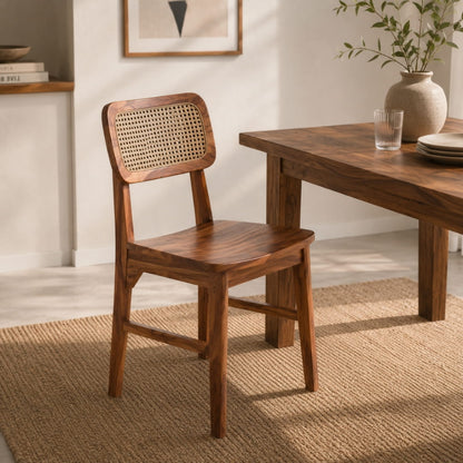 Solid Wood Cane Bar Stools