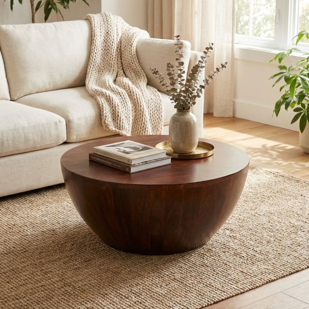 Natural Solid Dark Mango Wood Coffee Table