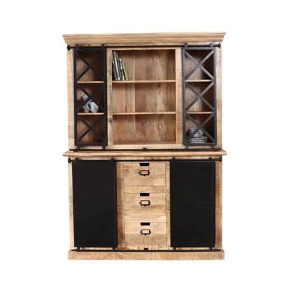 Industrial Range Crockery Cabinet Large 3 Drawer With Double Sliding Doors