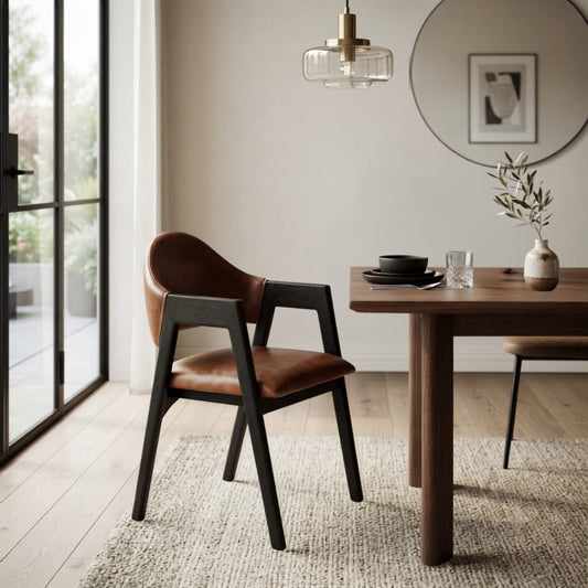 Mid-Century Modern Dining Chair with Wooden Legs.