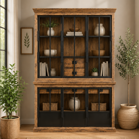 Industrial Range Display Cabinet 5 Drawer With Sliding Door