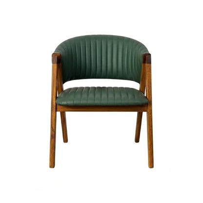 Wooden Office Chair With Both Arm Rests, straight front view.