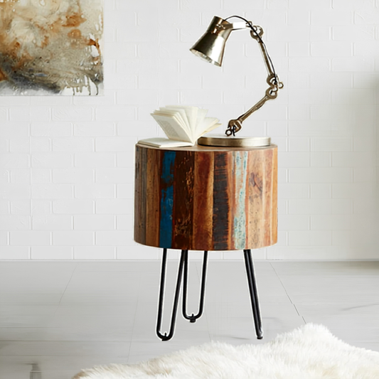 Reclaimed Style Drum End Table