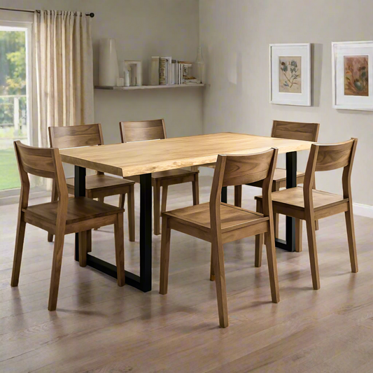 Live Edge Dining Table With 6 Seater Chair