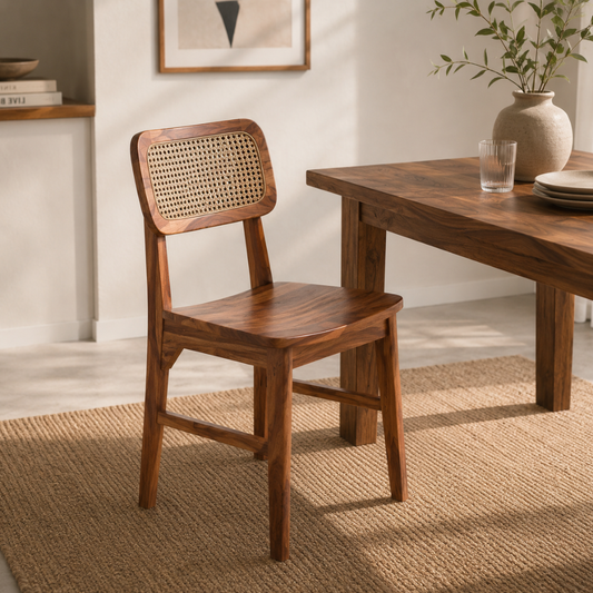 Solid Wood Cane Bar Stools
