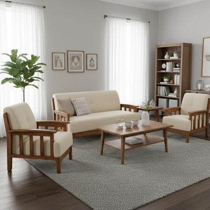 Elegant Wooden Sofa Set in 3+1+1 Seating