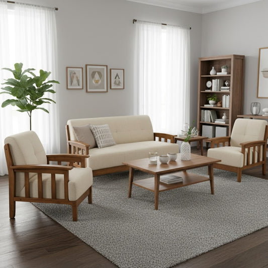 Elegant Wooden Sofa Set in 3+1+1 Seating