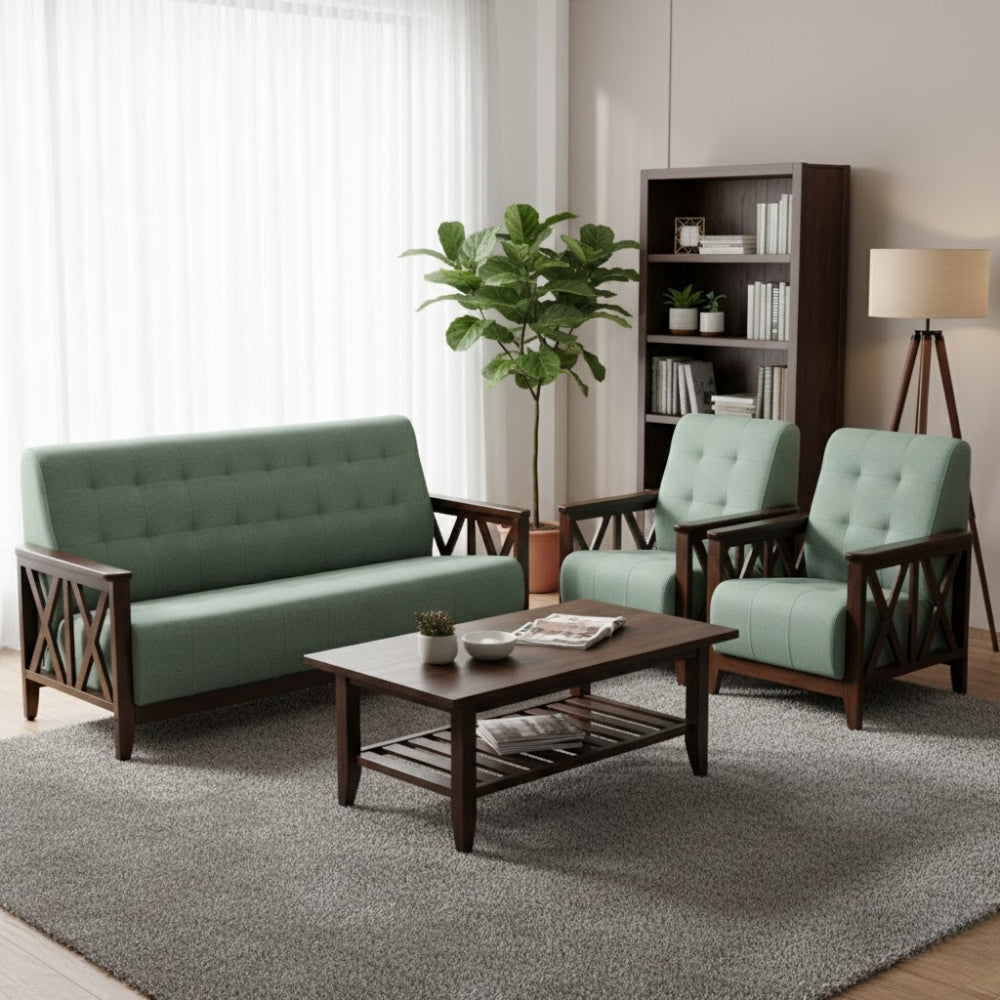 Attice Arm wooden Sofa Set in 3+1+1 Seating