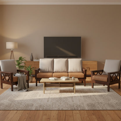 Anvaya wooden Sofa Set in 3+1+1 Seating