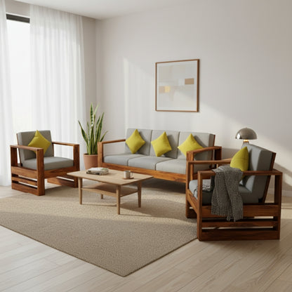 Modern Wooden Sofa Set in 3+1+1 Seating