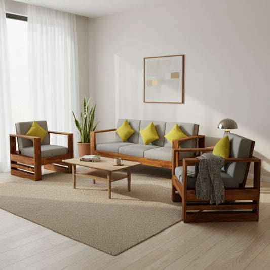 Modern Wooden Sofa Set in 3+1+1 Seating