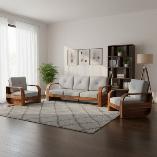 Designer Wooden Sofa Set in 3+1+1 Seating