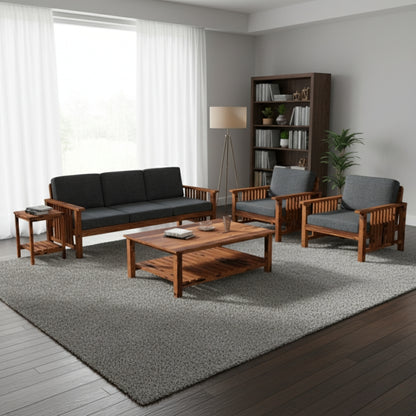 Saarvan Wooden Sofa Set in 3+1+1 Seating