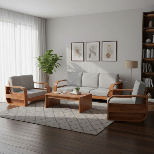 Designer Wooden Sofa Set in 3+2+1 Seating