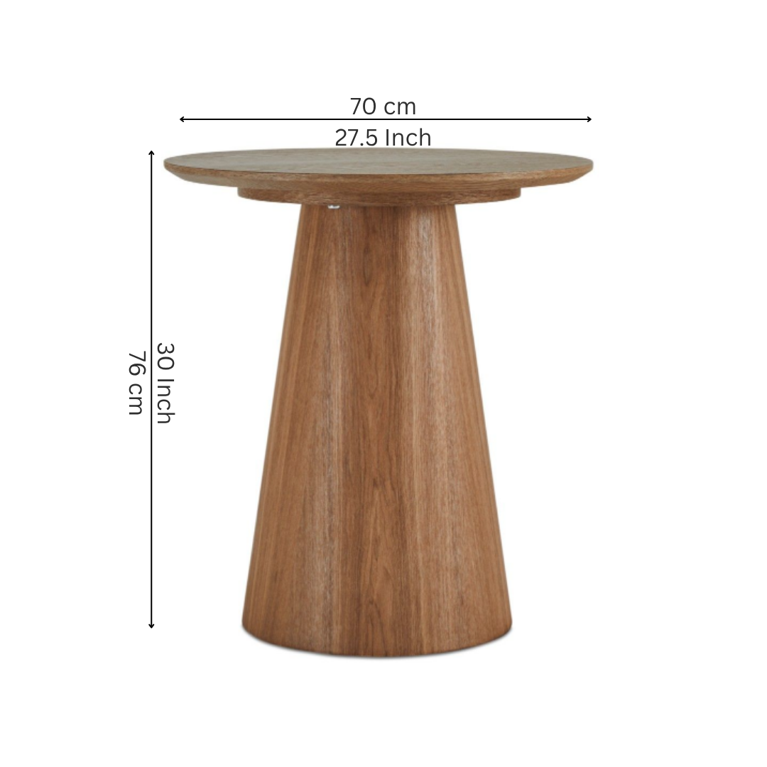 Retro Wooden Café Table with Ribbed Pedestal