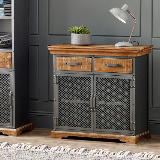 Industrial Wooden Sideboard with 2 Drawers & 2 Doors